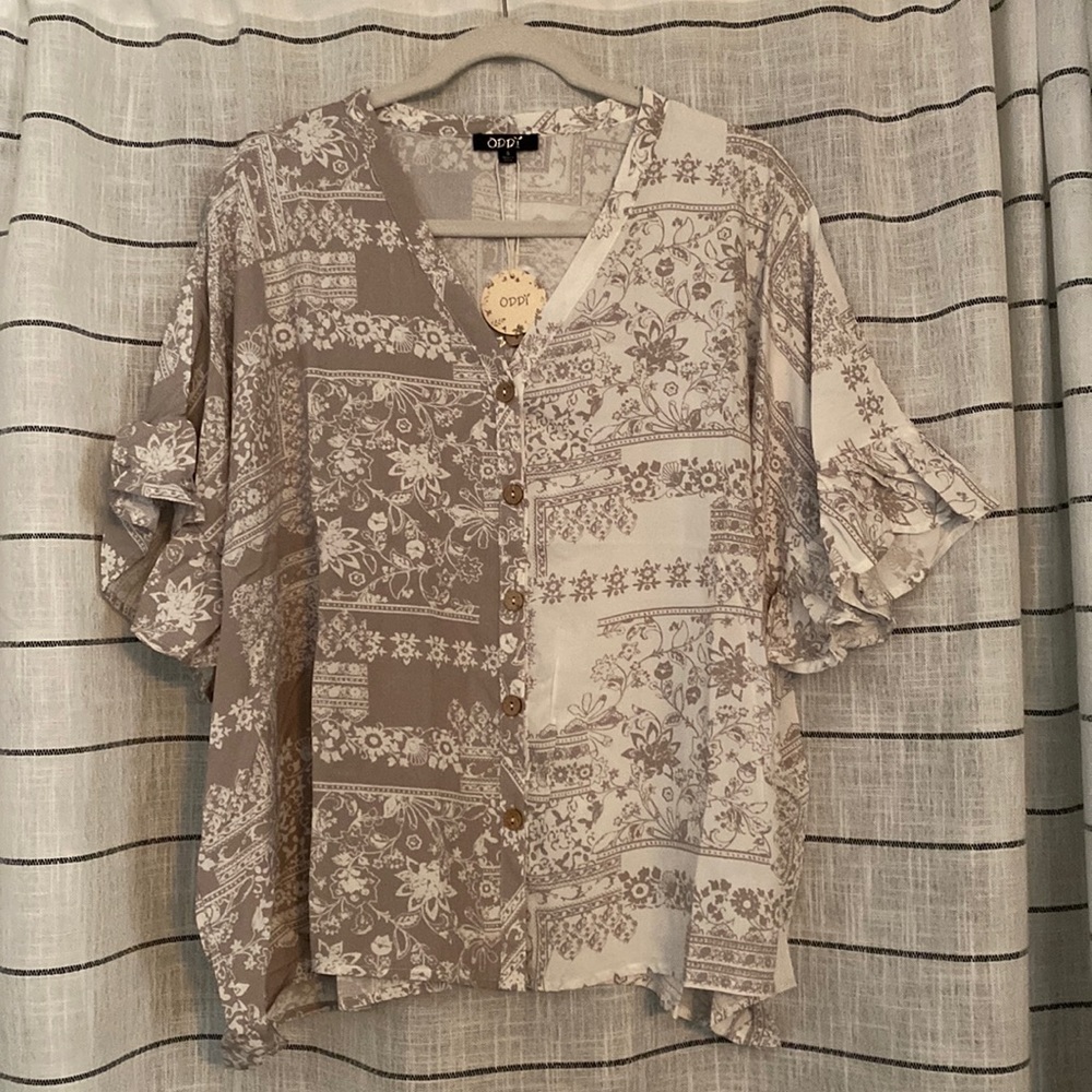 Color Block Button Up Shirt